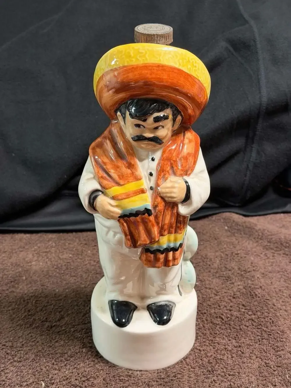 Vintage Ceramic Tequila Liquor Decanter Mexican Sombrero